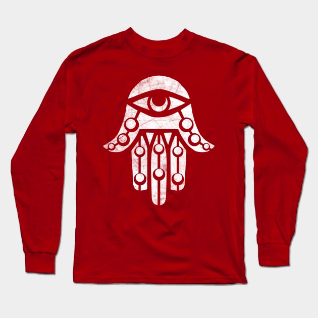 Hamsa White halftone 2 Long Sleeve T-Shirt by GAz